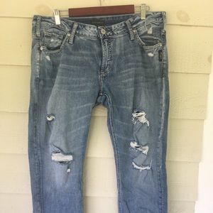 Silver distressed jeans